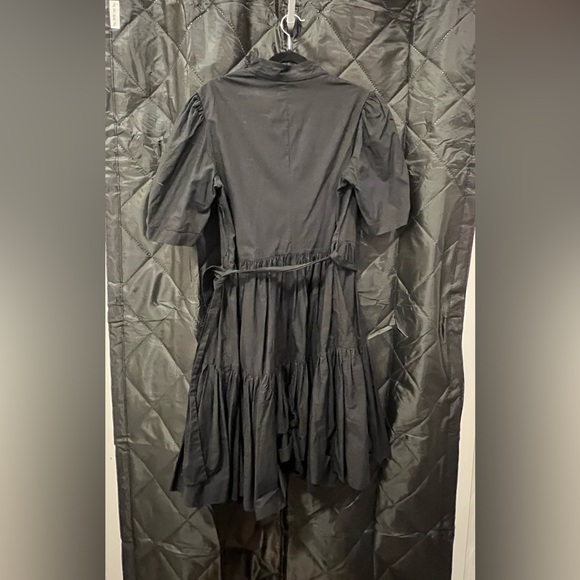 BATSHEVA DRESS - Pearl-Button Black Cotton Dress - Picture 7 of 14